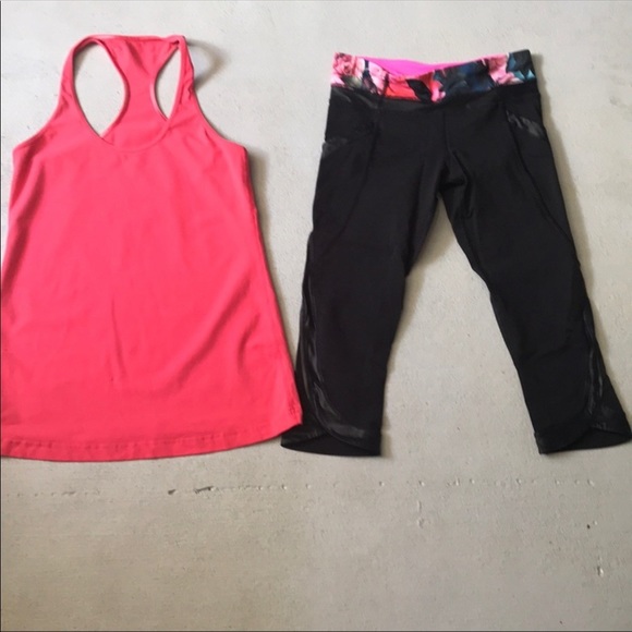 lululemon athletica Pants - 𝅺Lululemon Crop Leggings Racerback Tank Set 2
